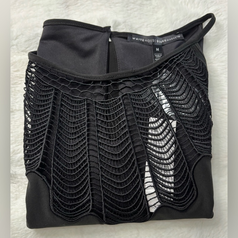 NWT White House Black Market Black Openwork Halter Top Medium - Picture 11 of 11